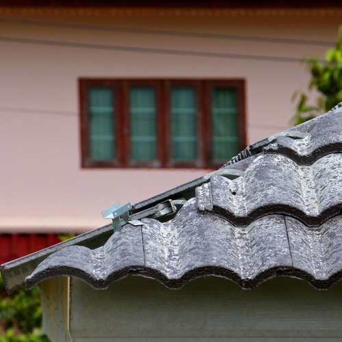 close-up of a metal roof on a house